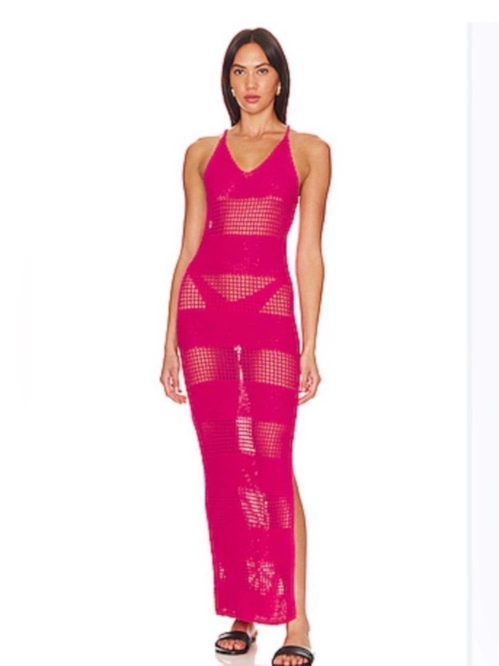l*space Hot Pink Crochet Maxi Swim Cover-Up